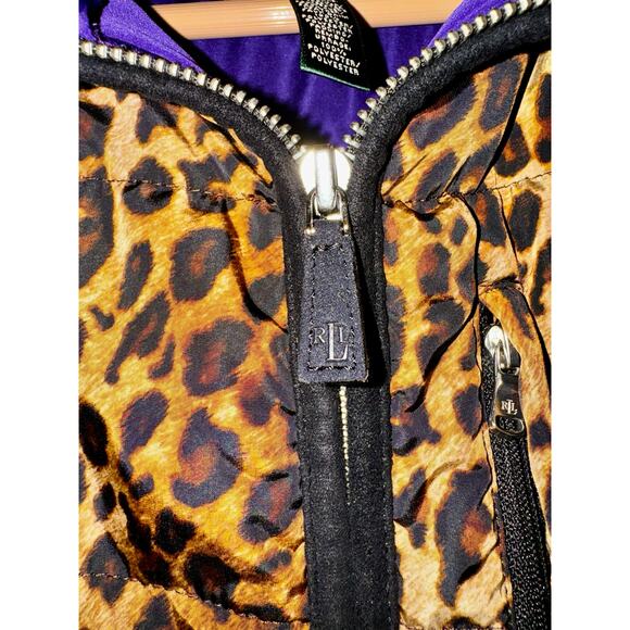 Lauren Ralph Lauren Womens 2X Puffer Vest Full Zip Up Cheetah Purple Quilted - Picture 11 of 12